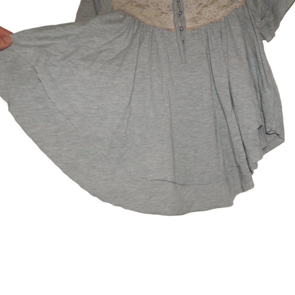 FREE PEOPLE women's x-small XS grey cream cottagecore lace back blouse shirt top - Picture 6 of 13